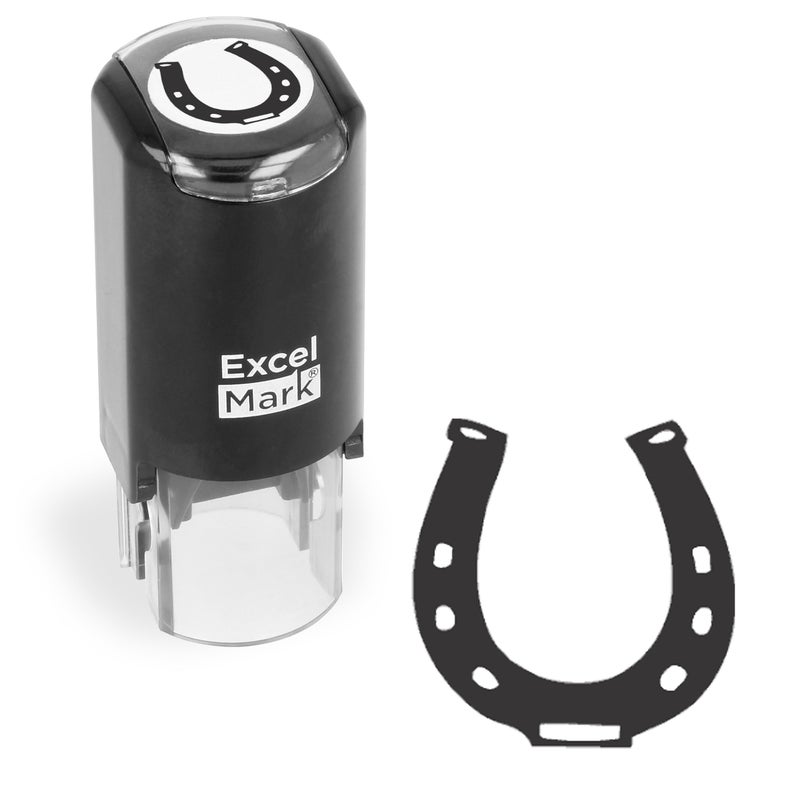 ExcelMark St. Patricks Day Rubber Stamp - Horseshoe Stamp - Black Ink - Image 1